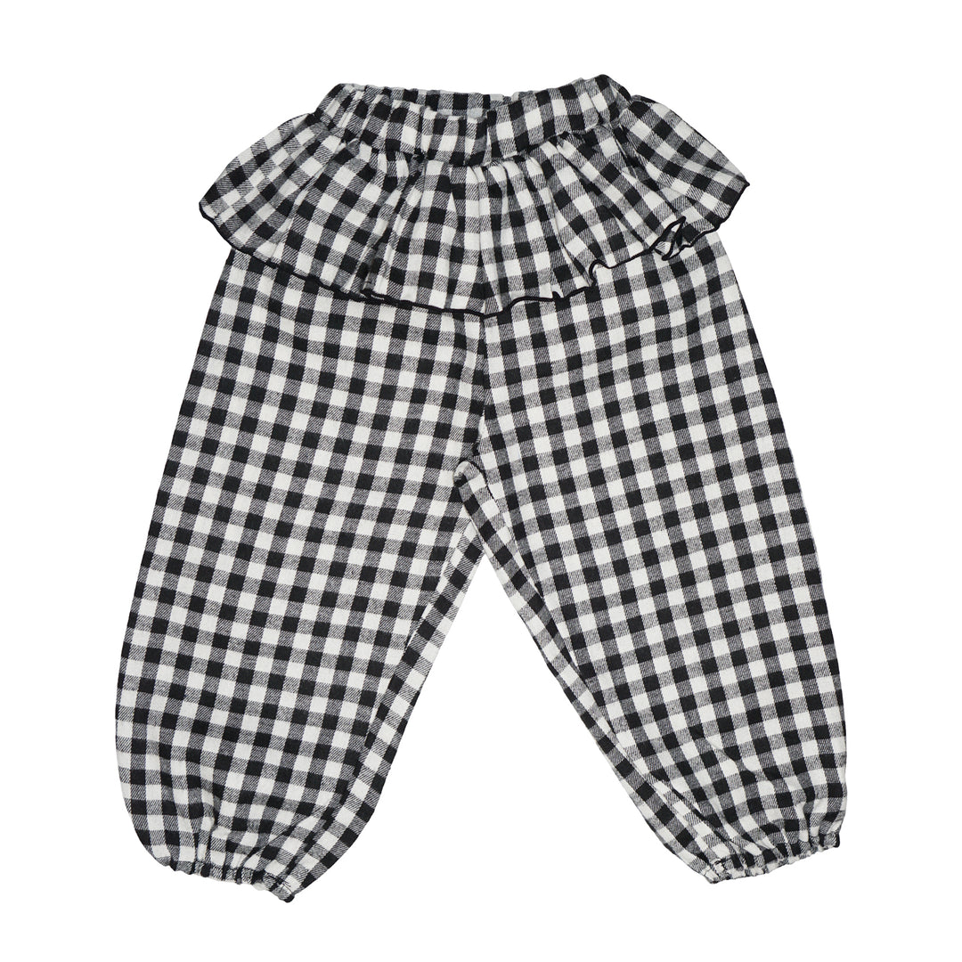 Frill Check Pants Black