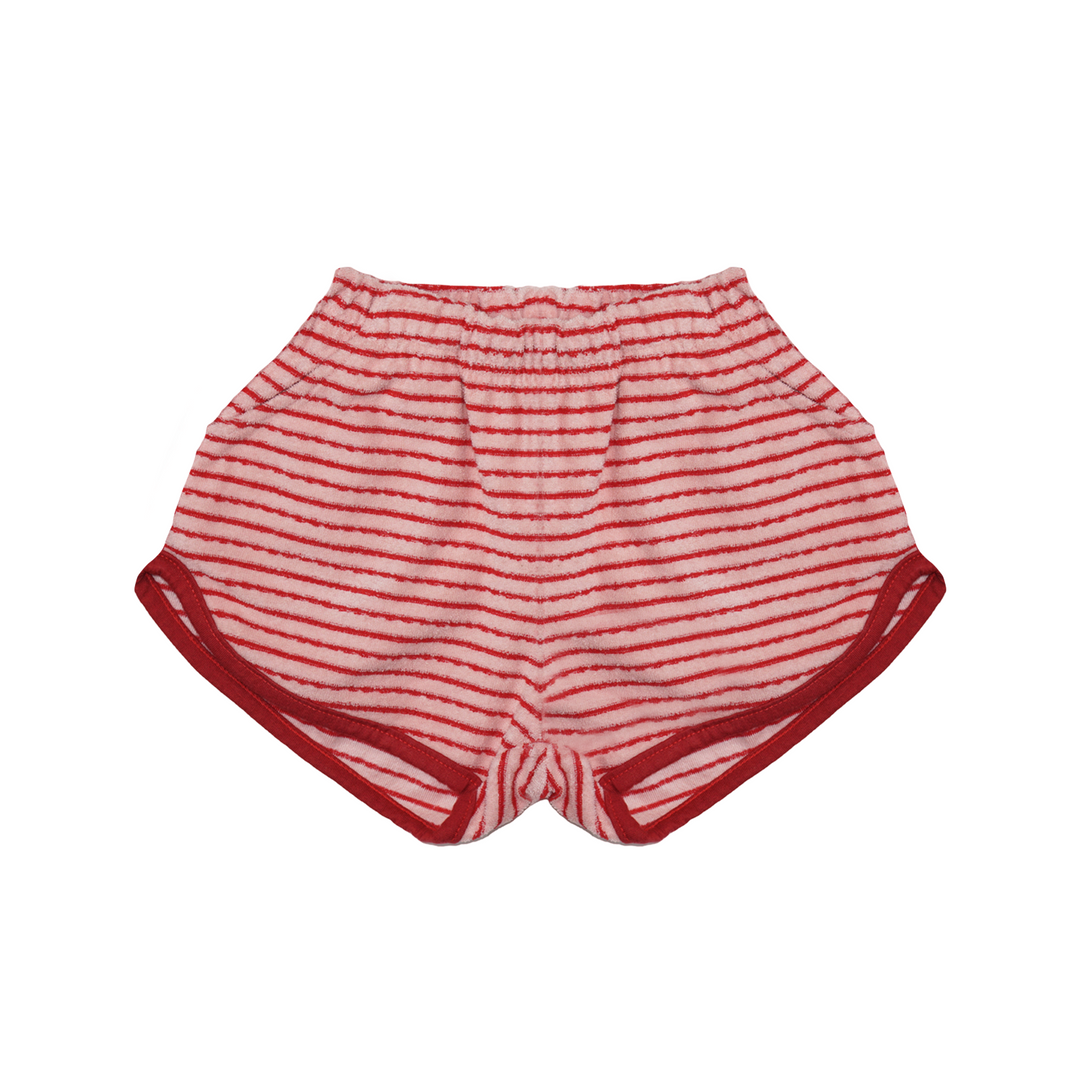 Stiped Terry Shorts Red