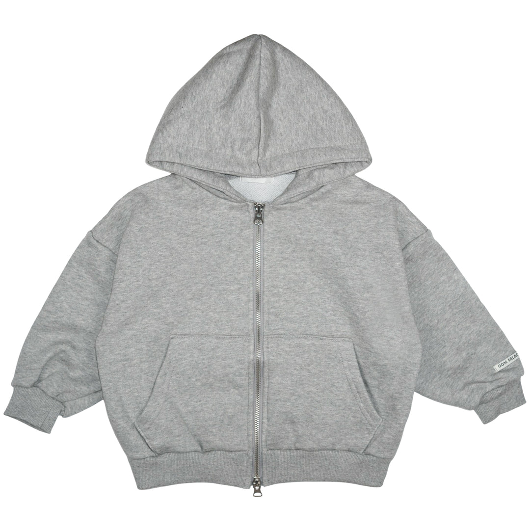 Two Way Hooded Cardigan Grey Melange