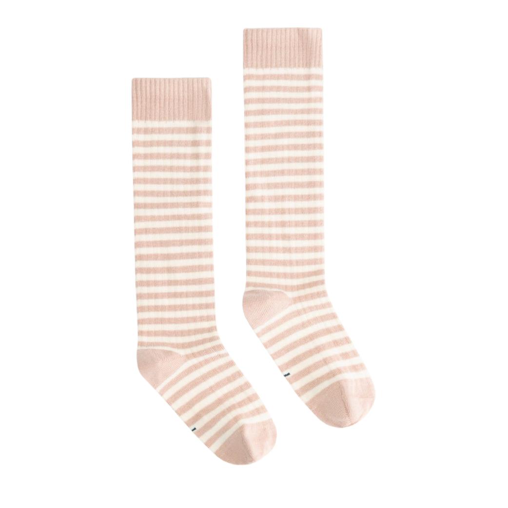 Gray Label Long Ribbed Socks Faded Pink - Cream