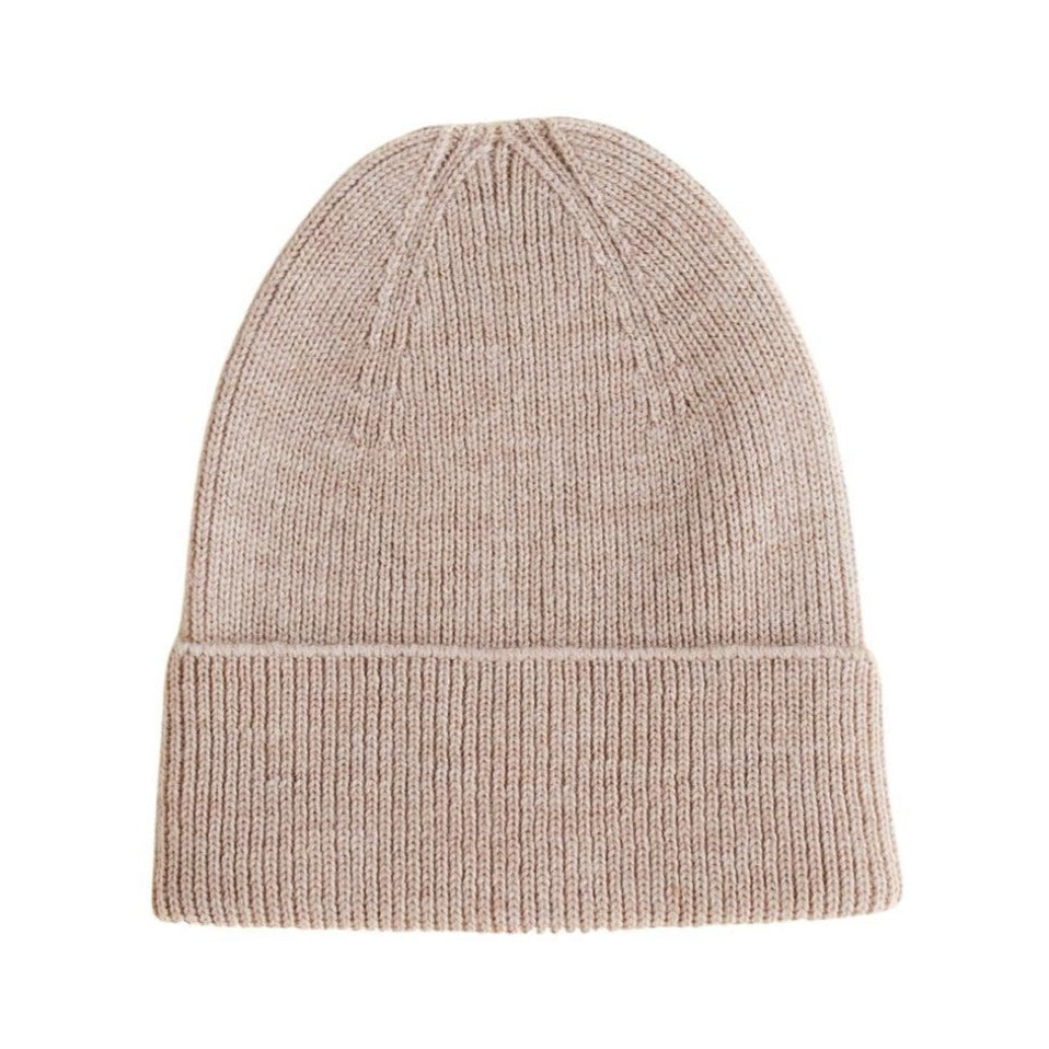 Hvid Fonzie Newborn Beanie Sand - Hvid Beanie - Wool Baby Beanie