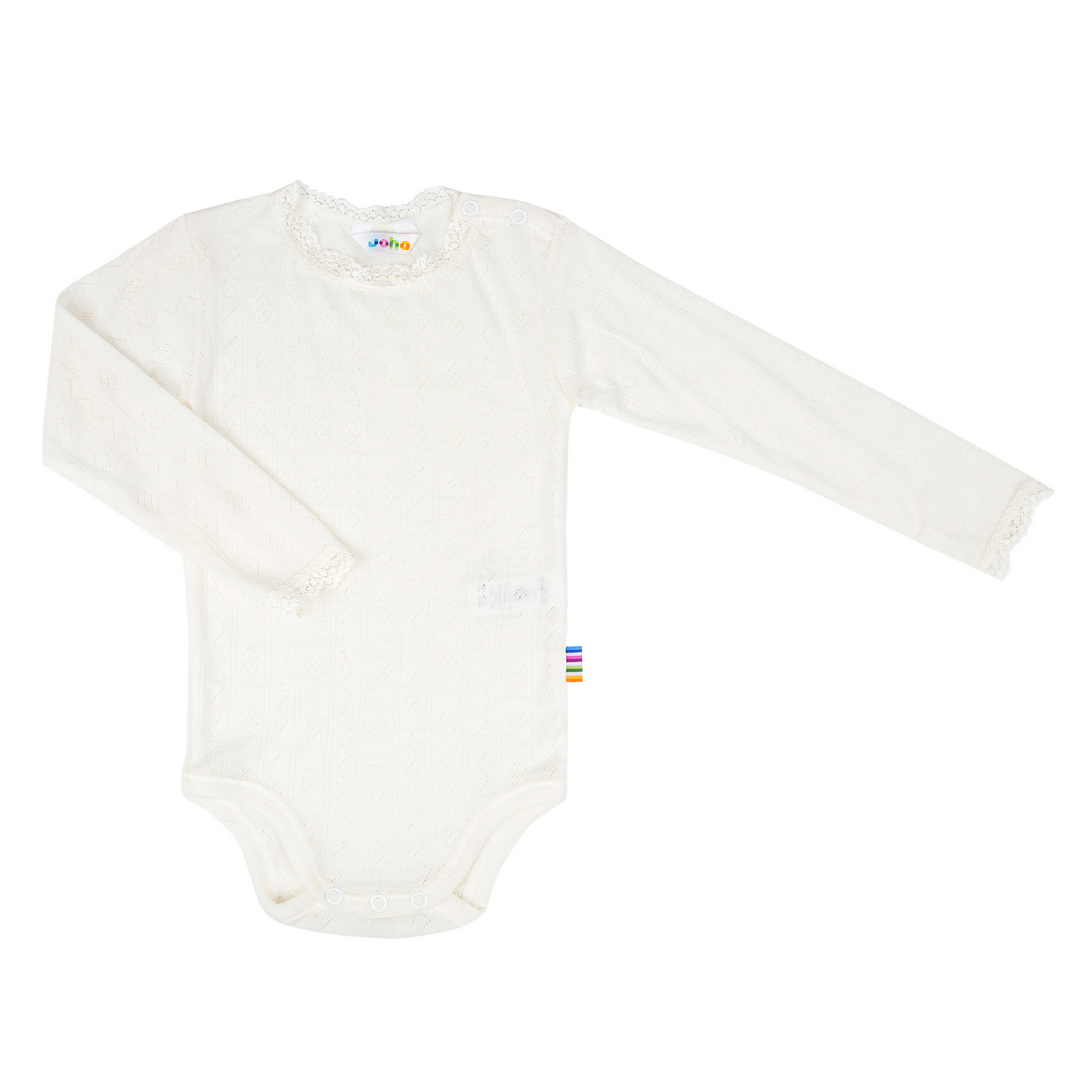 Joha Long Sleeve Body Wool & Silk White Pointelle - La Gentile Store