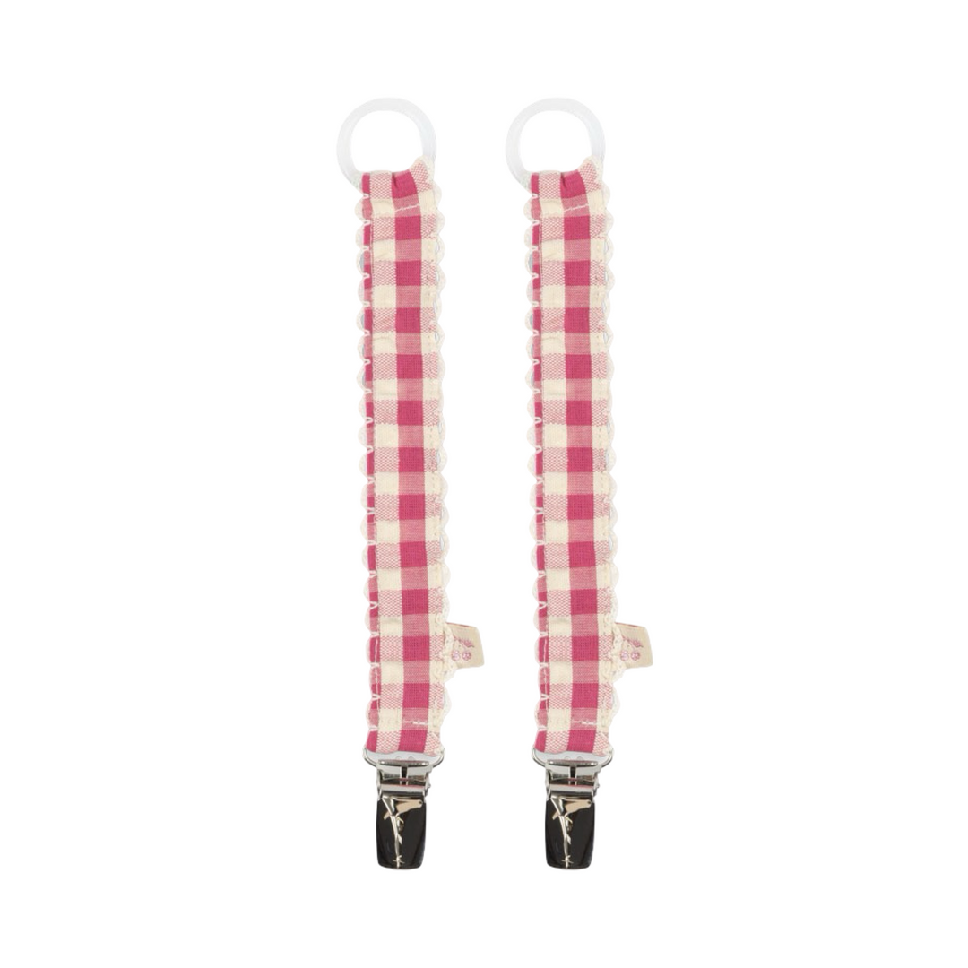 Konges Sløjd Pacifier Strap Bubblegum Check - 2 Pack