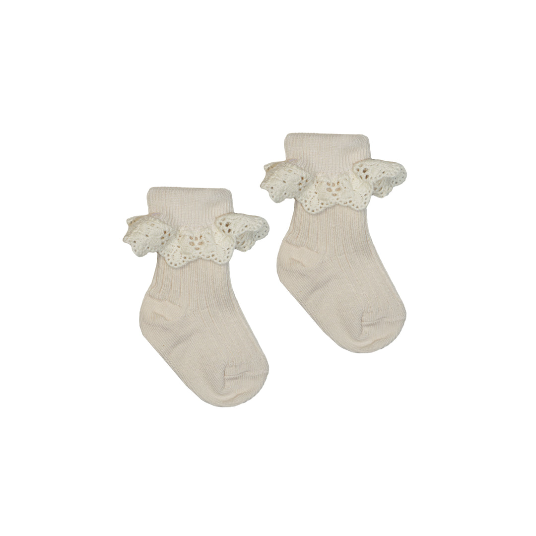Lisa Baby Socks with Lace - Snow White