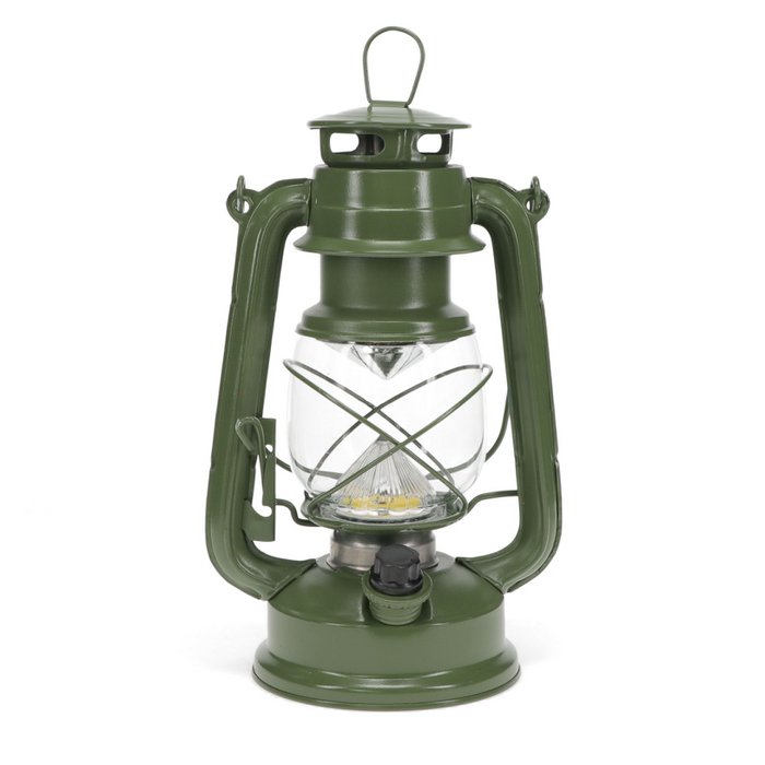 Led Hurricane Lantern Green Olive