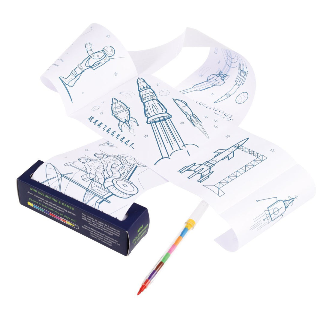 Mini Colouring Roll with Pencil - Space Age