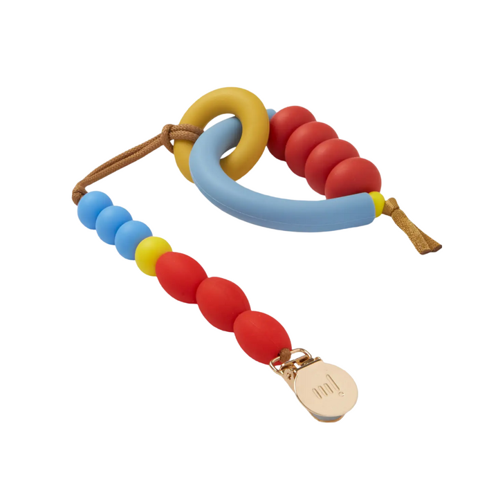 January Moon Primary Arch Teether + Pacifier Clip Set