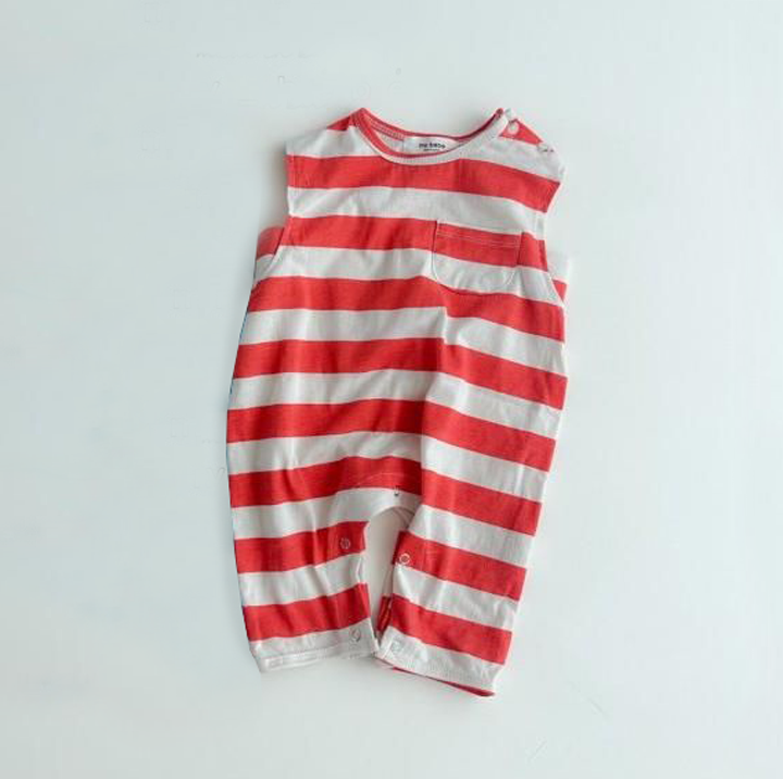 Striped Sleeveless Bodysuit Red - La Gentile Store