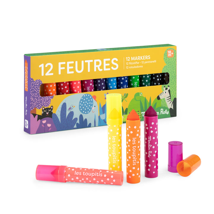 Moulin Roty Large Felt-tip Pens – 12 Colors