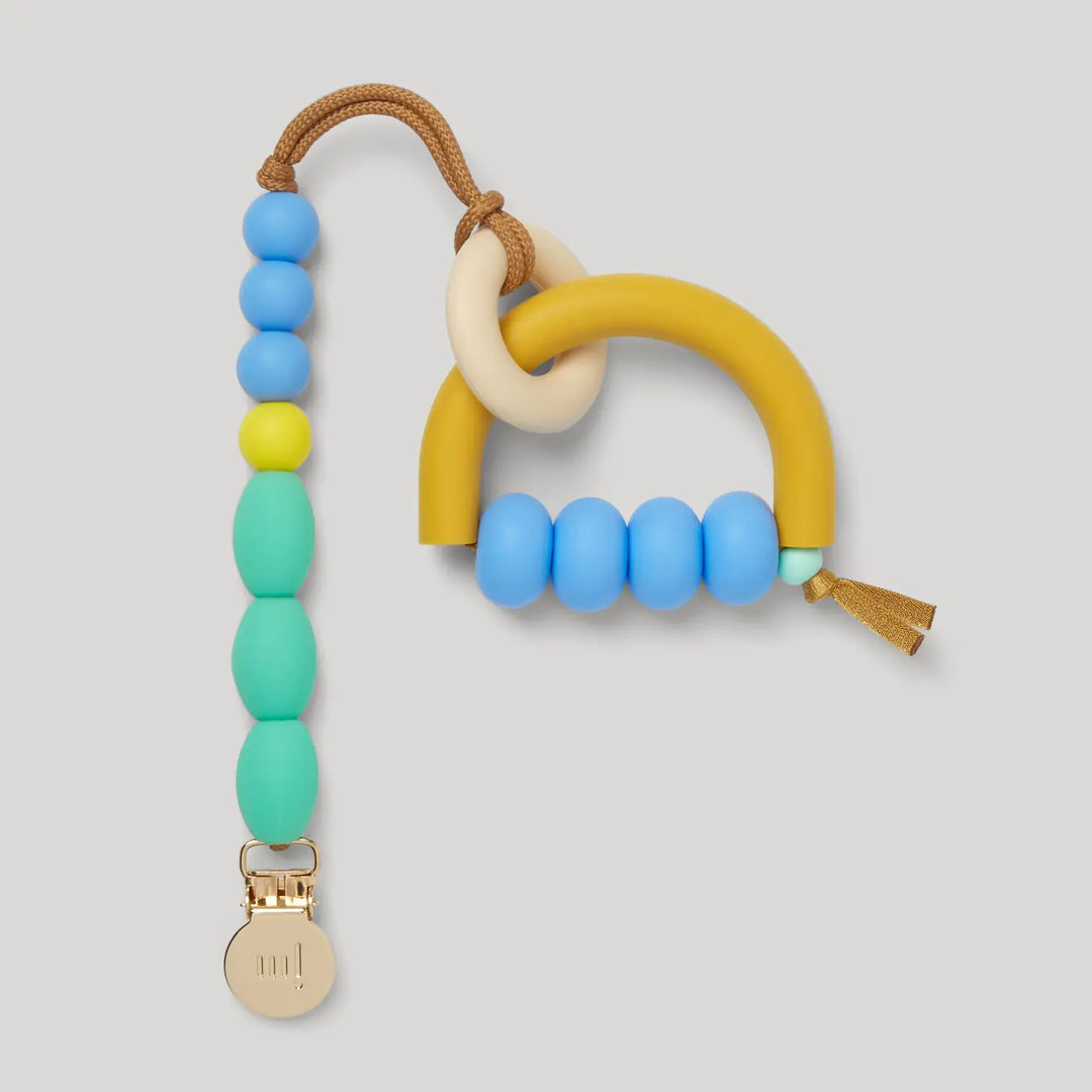 January Moon Pacific Arch Teether + Pacifier Clip Set