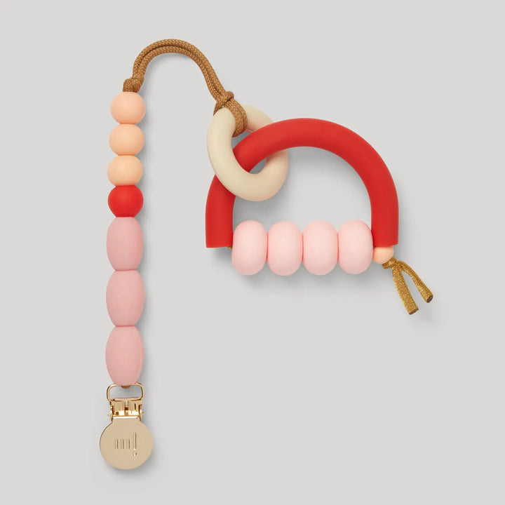 January Moon Rose Arch Teether + Pacifier Clip Set