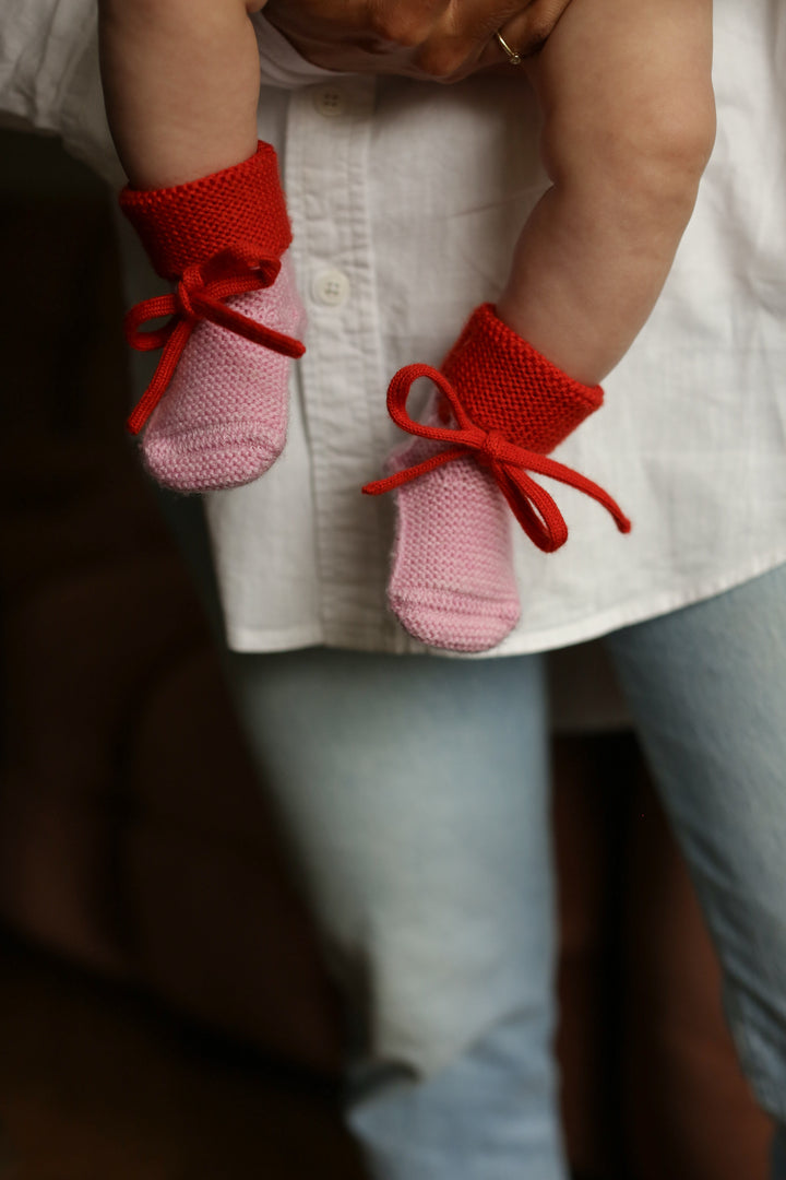 Hvid Booties Cotton Candy - Red