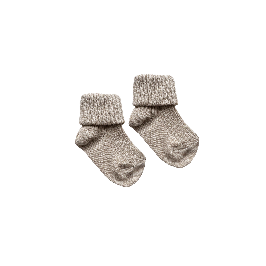 Baby Socks Rib Cotton Beige Melange - La Gentile Store