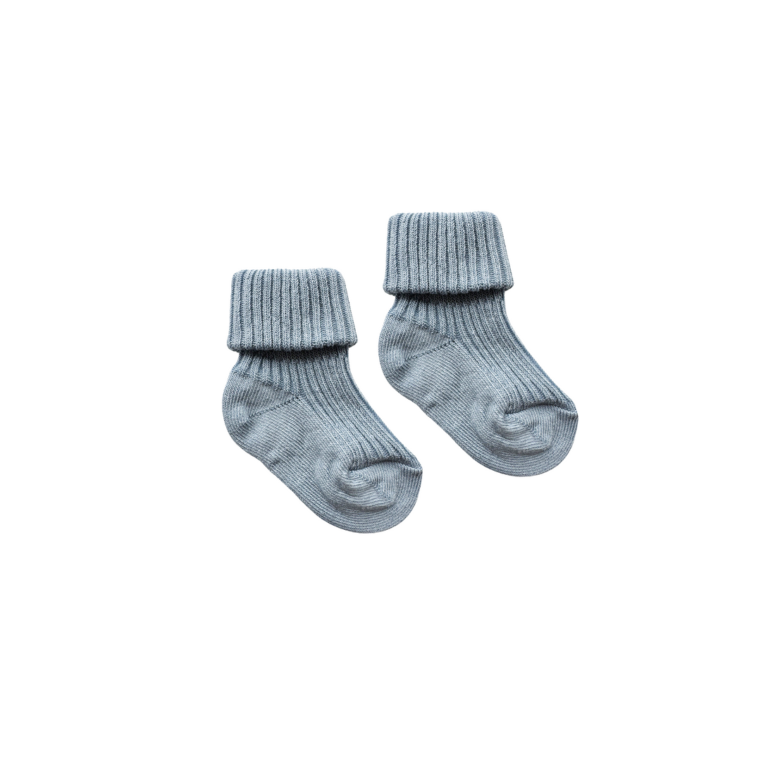 Baby Socks Rib Cotton Dusty Blue - La Gentile Store