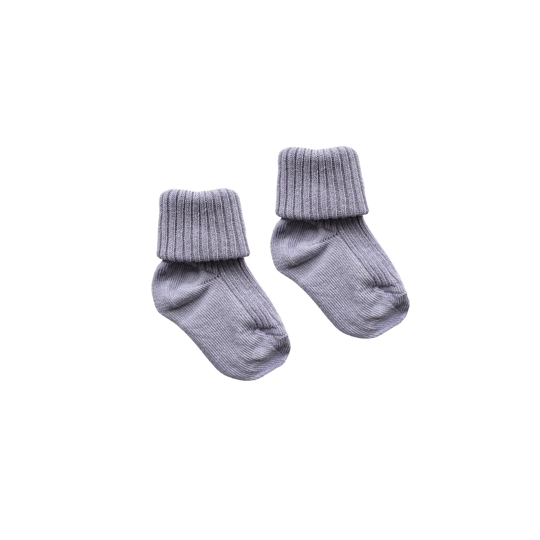 Baby Socks Rib Cotton Lavender Sky - La Gentile Store