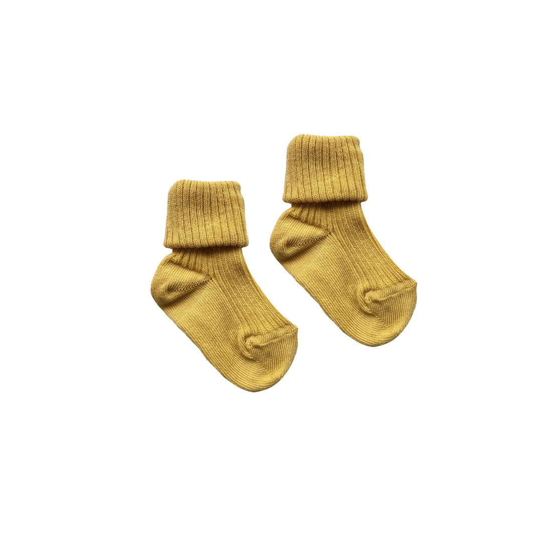 Baby Socks Rib Cotton Misted Yellow - La Gentile Store