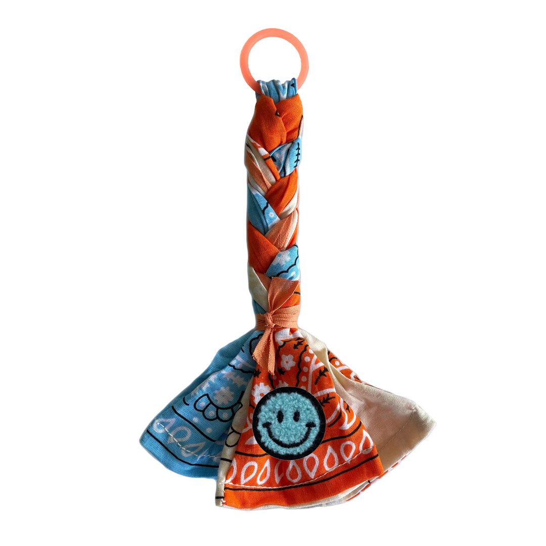 Bandana Pacifier Cord Multi Orange Blue Smiley - La Gentile Store