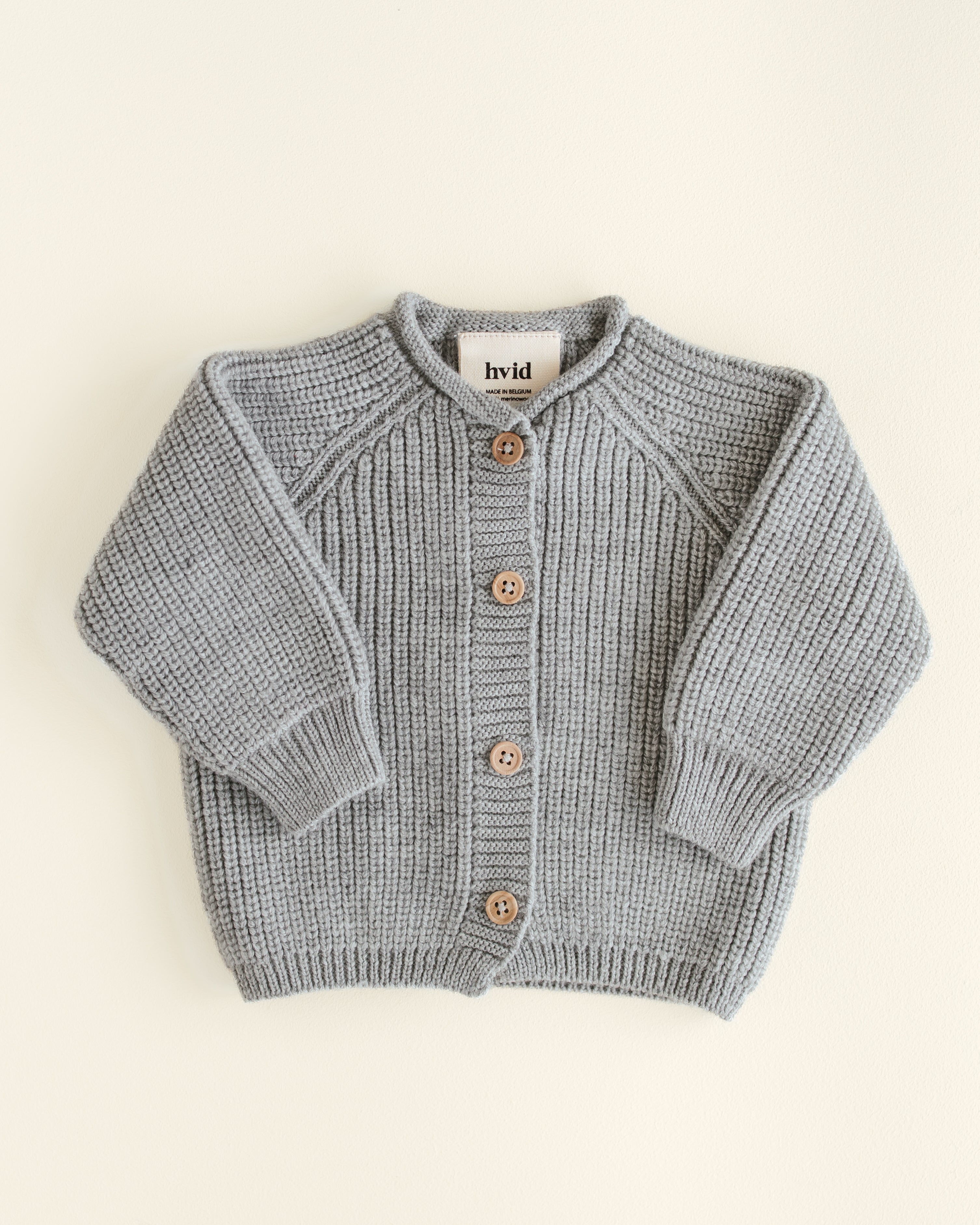 Hvid Cardigan Inga Grey Melange - Wool Baby Cardigan Hvid Grey