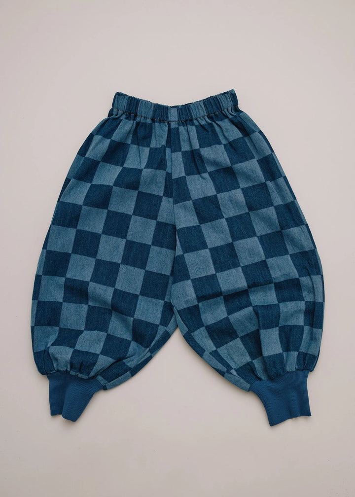 Claude & Co Balloon Checkerboard Denim Trousers