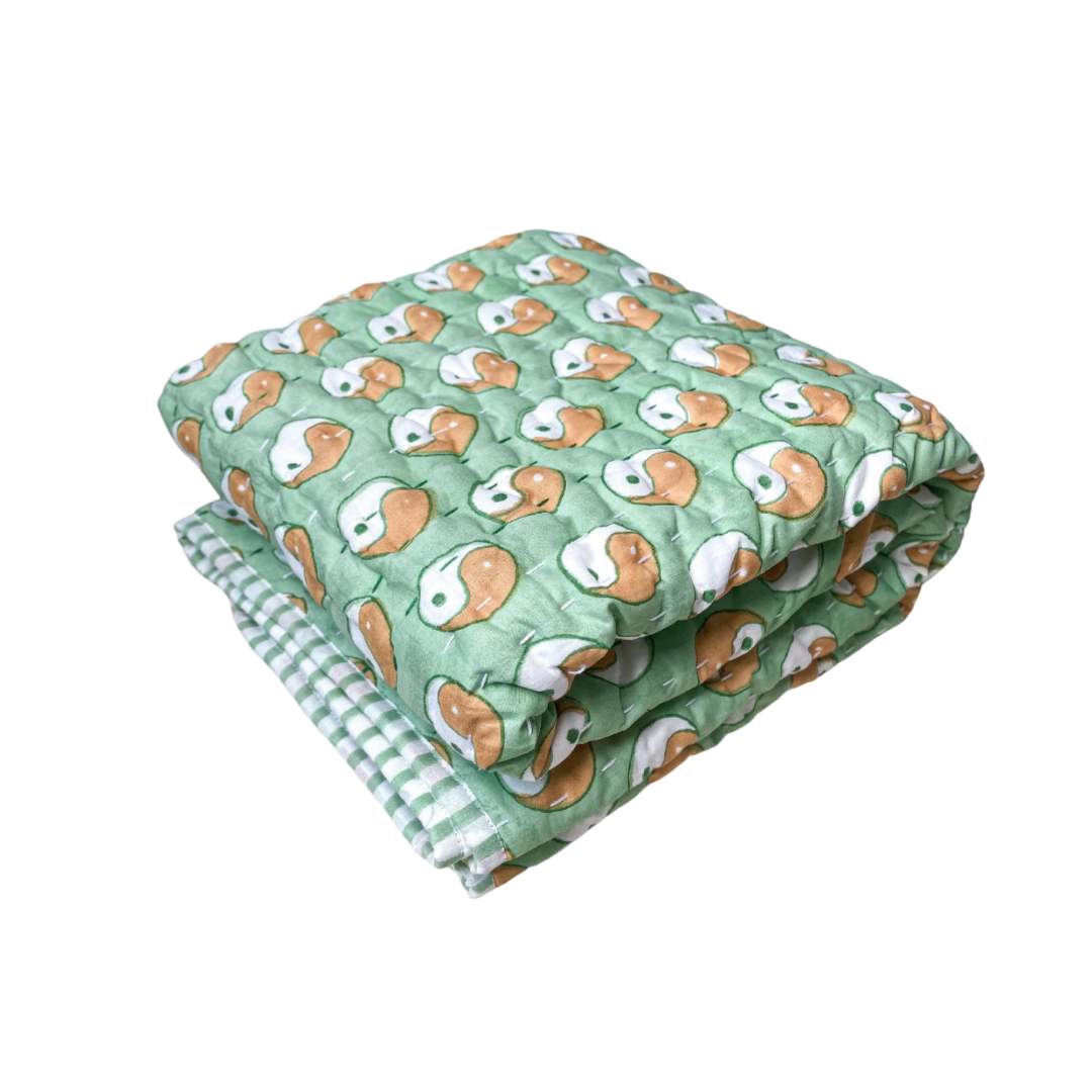 Cotton Baby Blanket Yin Yang Sage - La Gentile Store