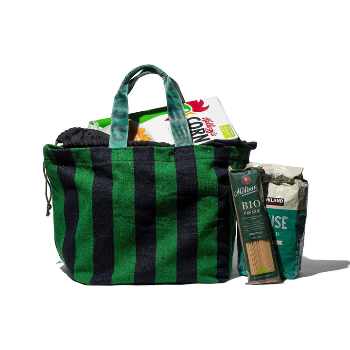 Cotton Rug Bag Green Navy - La Gentile Store