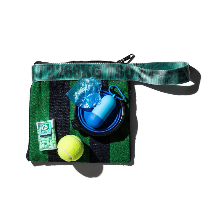 Cotton Rug Pouch Green Navy - La Gentile Store