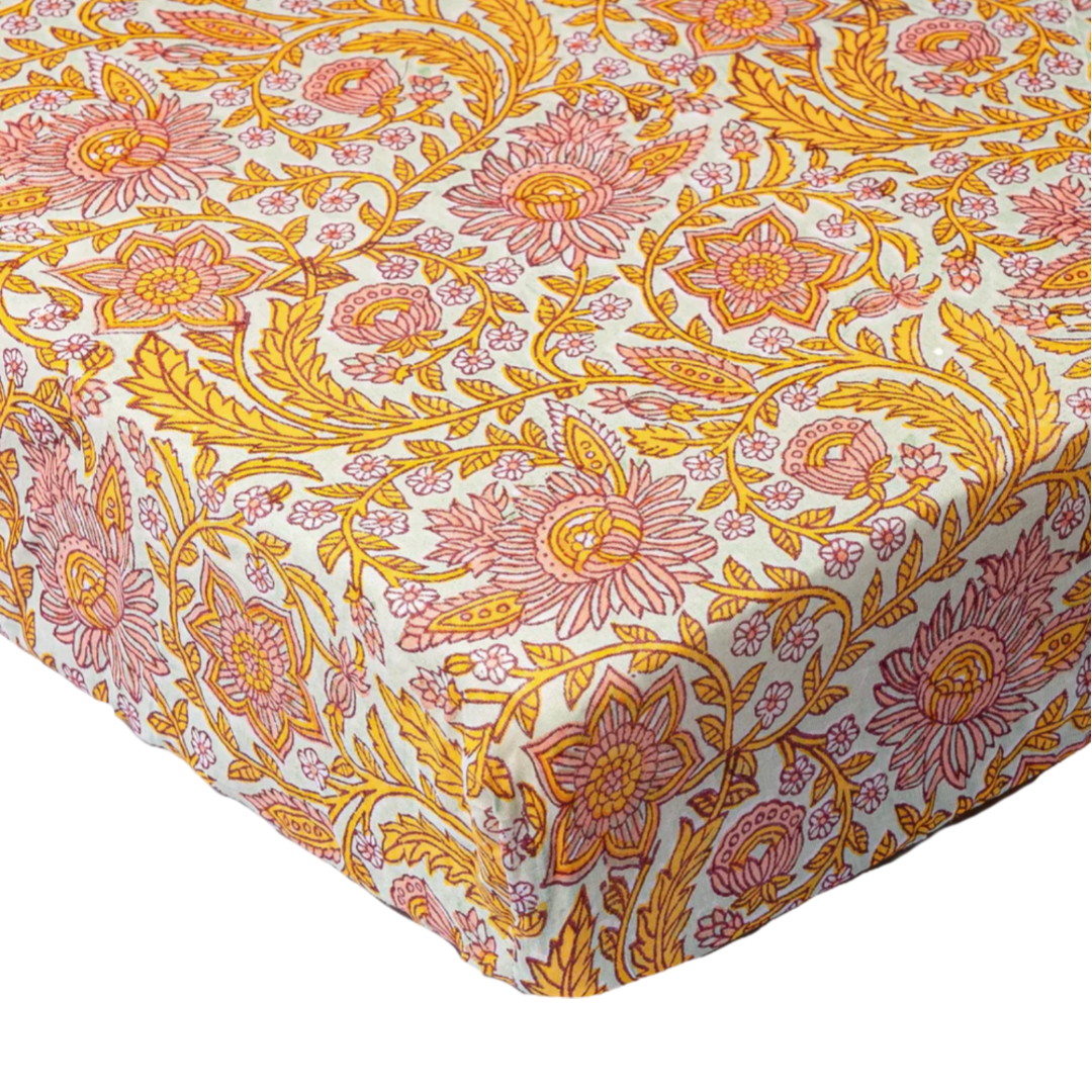 Cotton Fitted Sheet Floral Pop 60 x 120