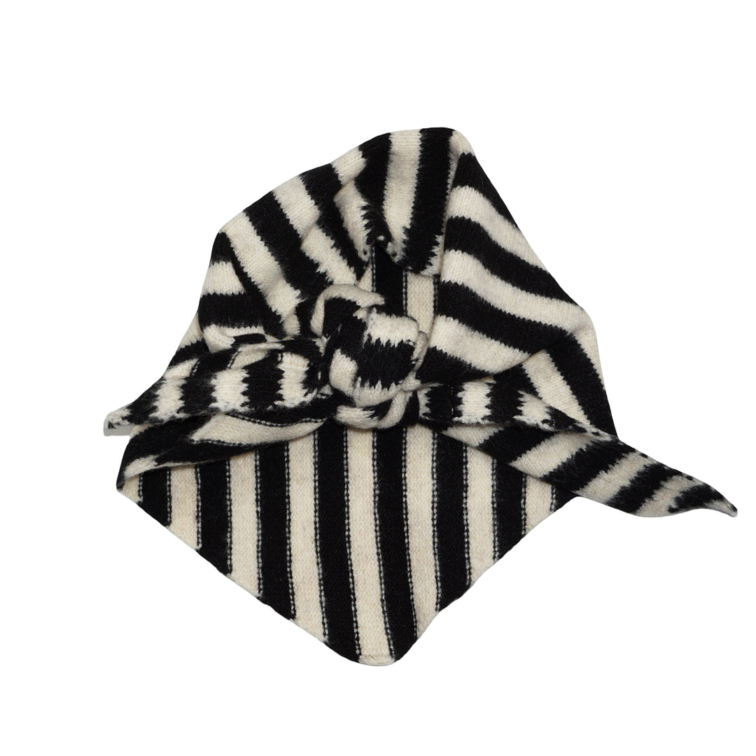 Striped Triangle Scarf Black