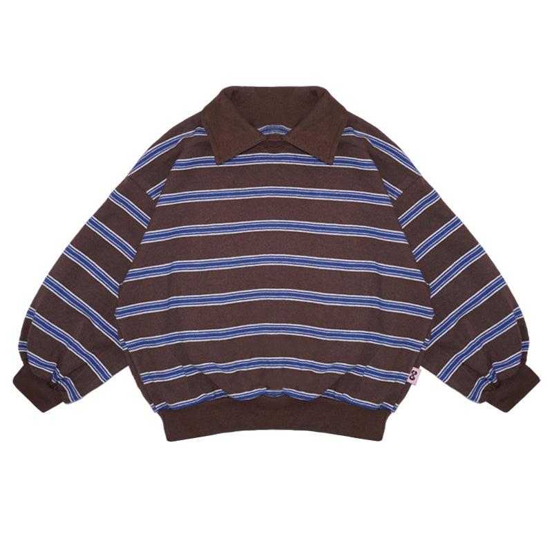 Striped Polo Sweatshirt Brown