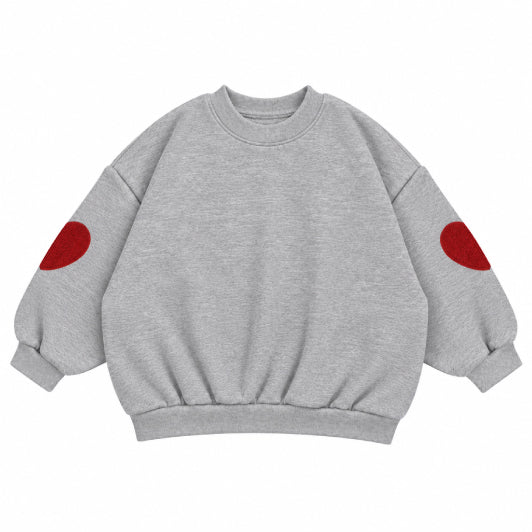 Heart Patch Sweatshirt Grey Melange
