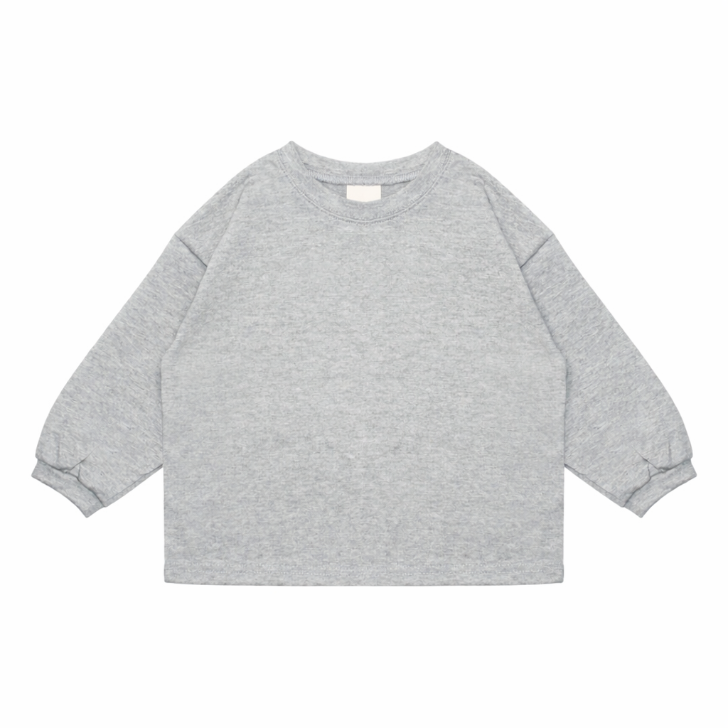 Boxy Long Sleeve Shirt Grey Melange