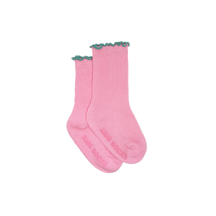Ruffle Rib Socks Pink - Green
