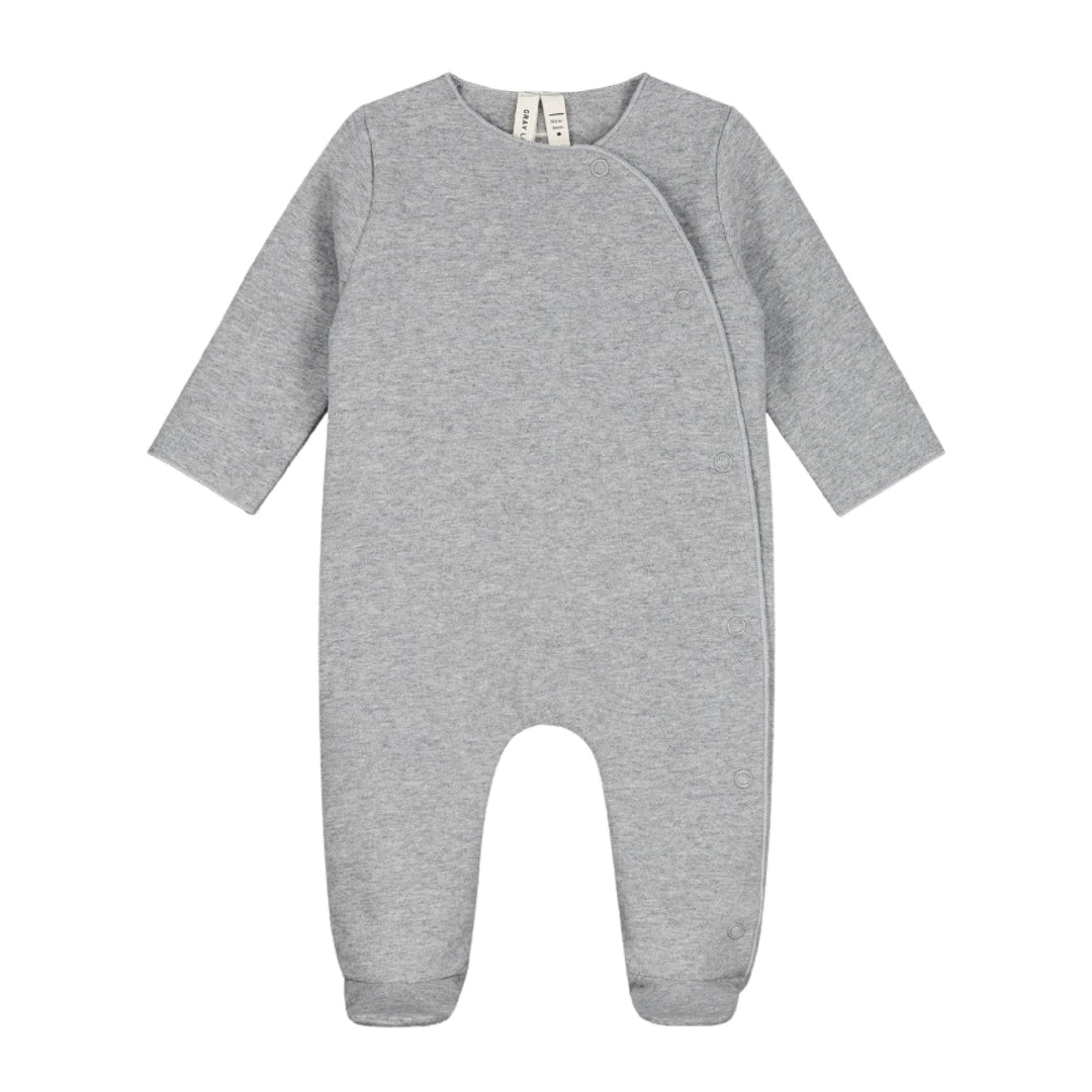Gray Label Newborn Suit With Snaps GOTS Grey Melange
