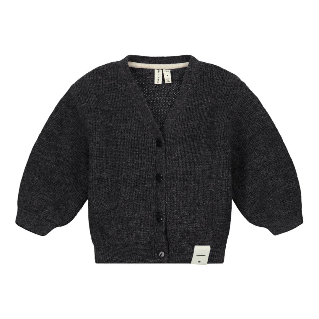 Gray Label Baby Knitted Cardigan Nearly Black Melange - La Gentile Store