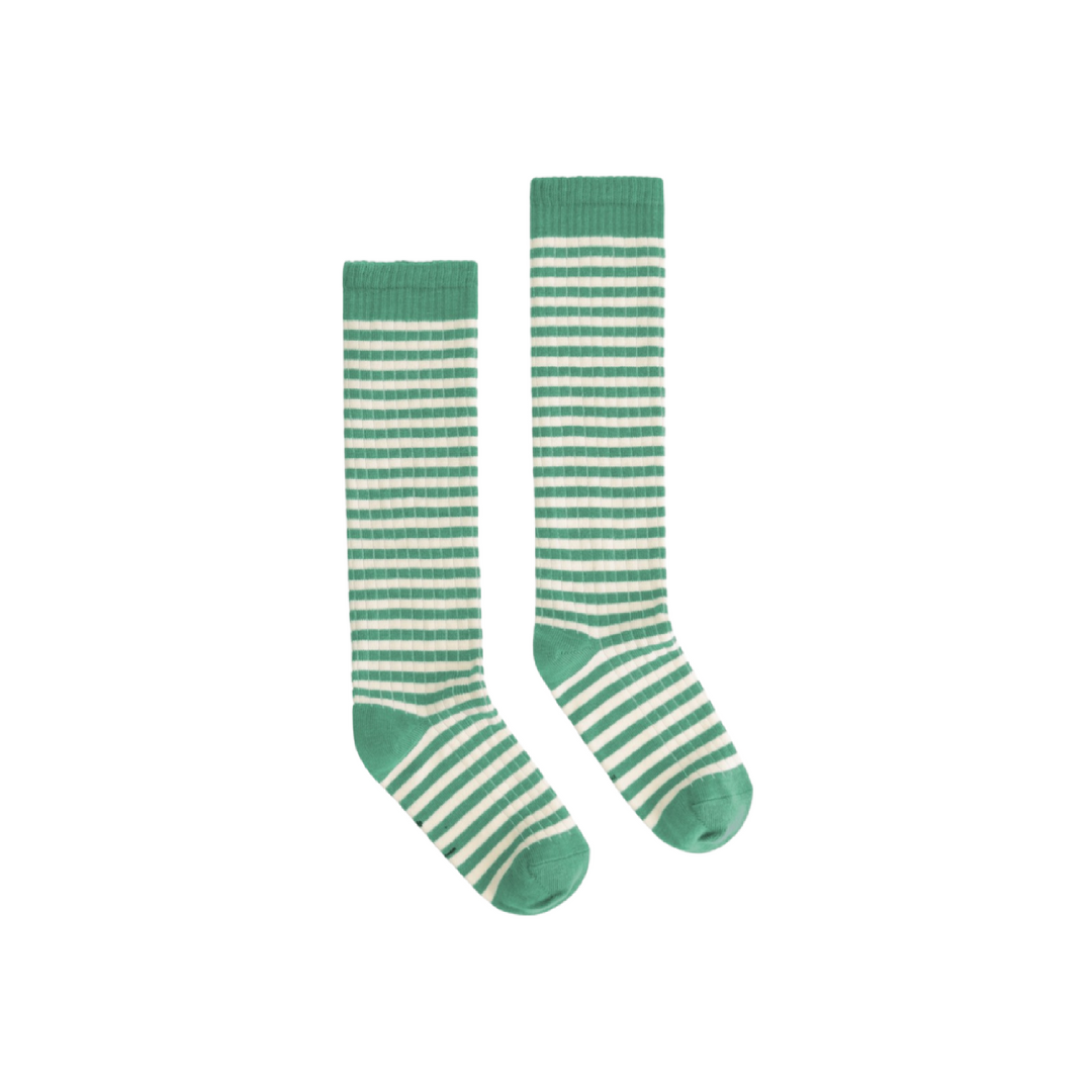Gray Label Long Ribbed Socks Bright Green - Cream - La Gentile Store