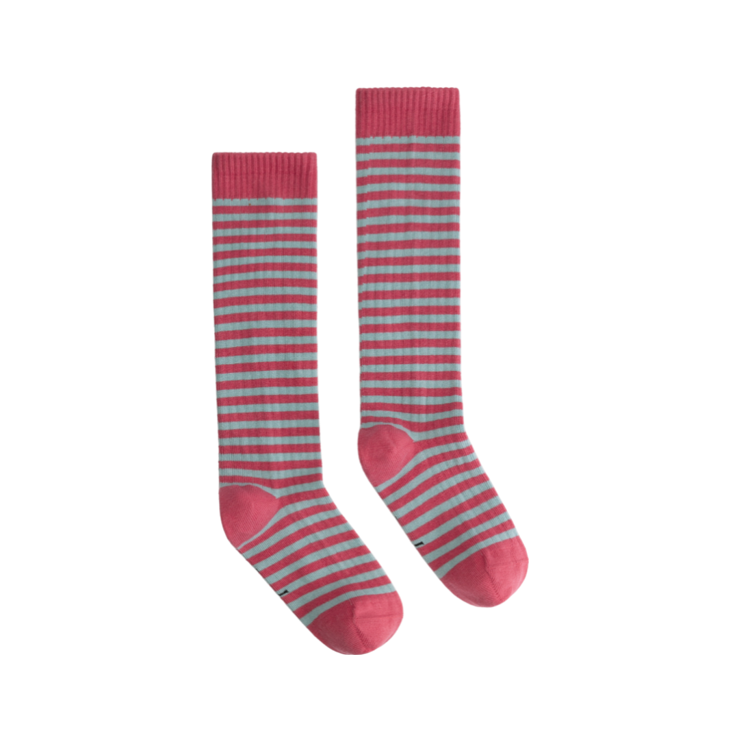 Gray Label Long Ribbed Socks Cherry - Sky - La Gentile Store