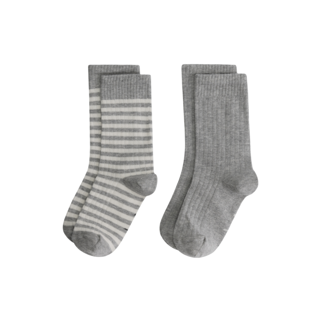 Gray Label Ribbed Socks 2 Pack Grey Melange - La Gentile Store