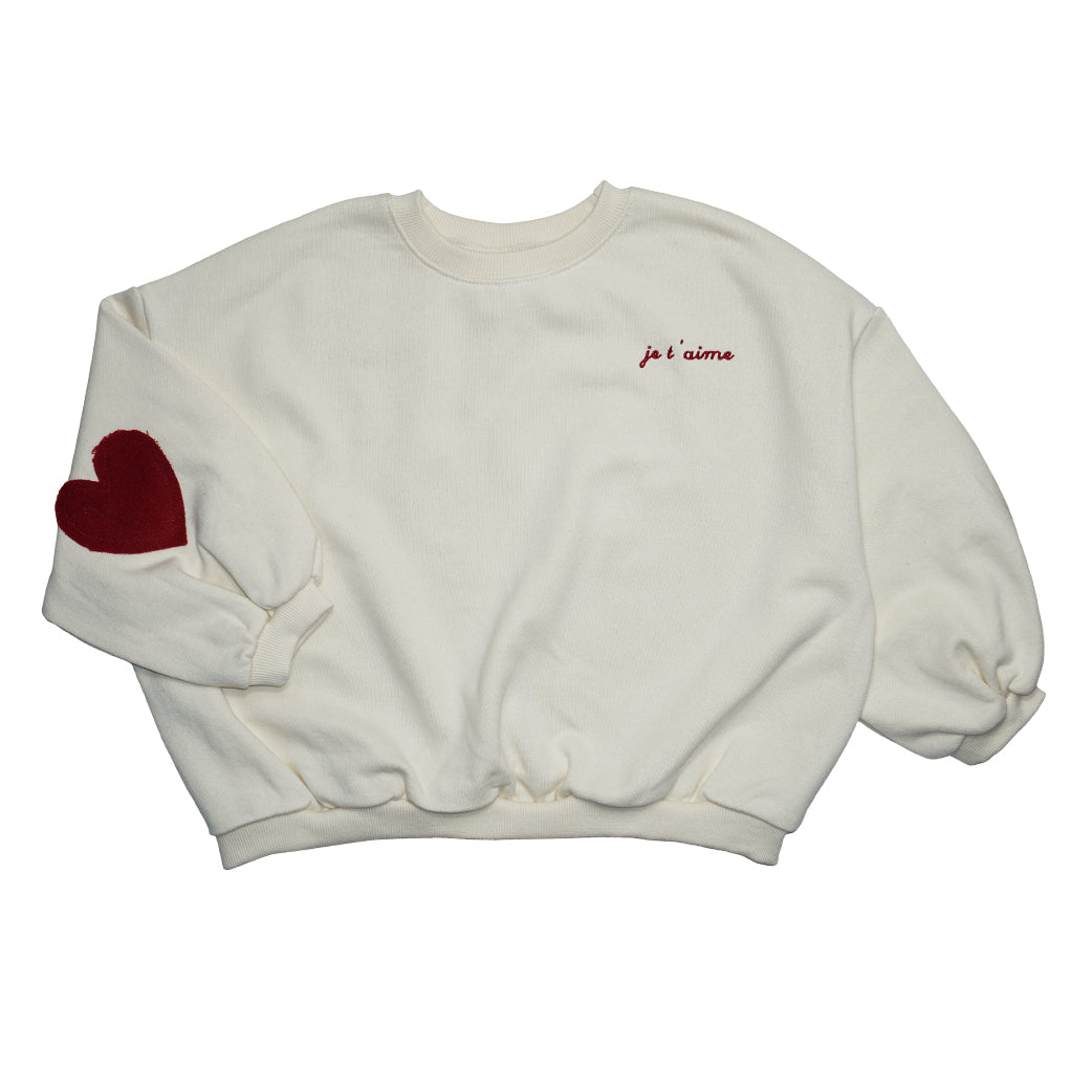 Hearts Sweatshirt Cream - La Gentile Store