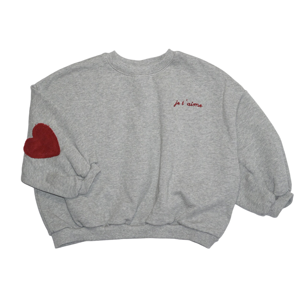 Hearts Sweatshirt Grey Melange - La Gentile Store