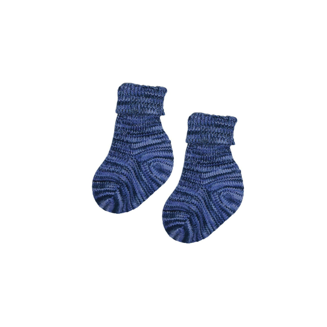 Hirsch Natur Thick Cotton Baby Socks Blue Melange - La Gentile Store