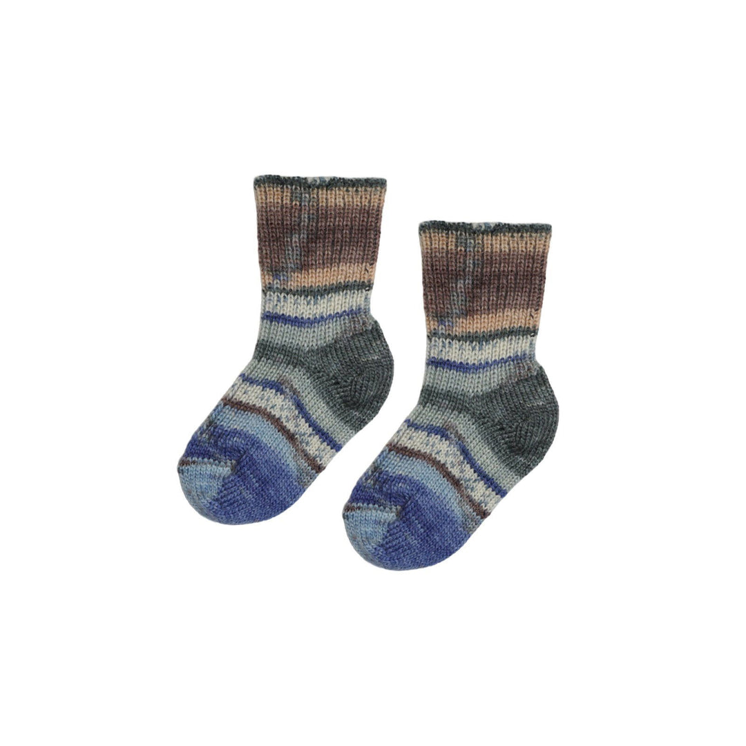 Hirsch Natur Thick Wool Baby Socks Blue Melange - La Gentile Store