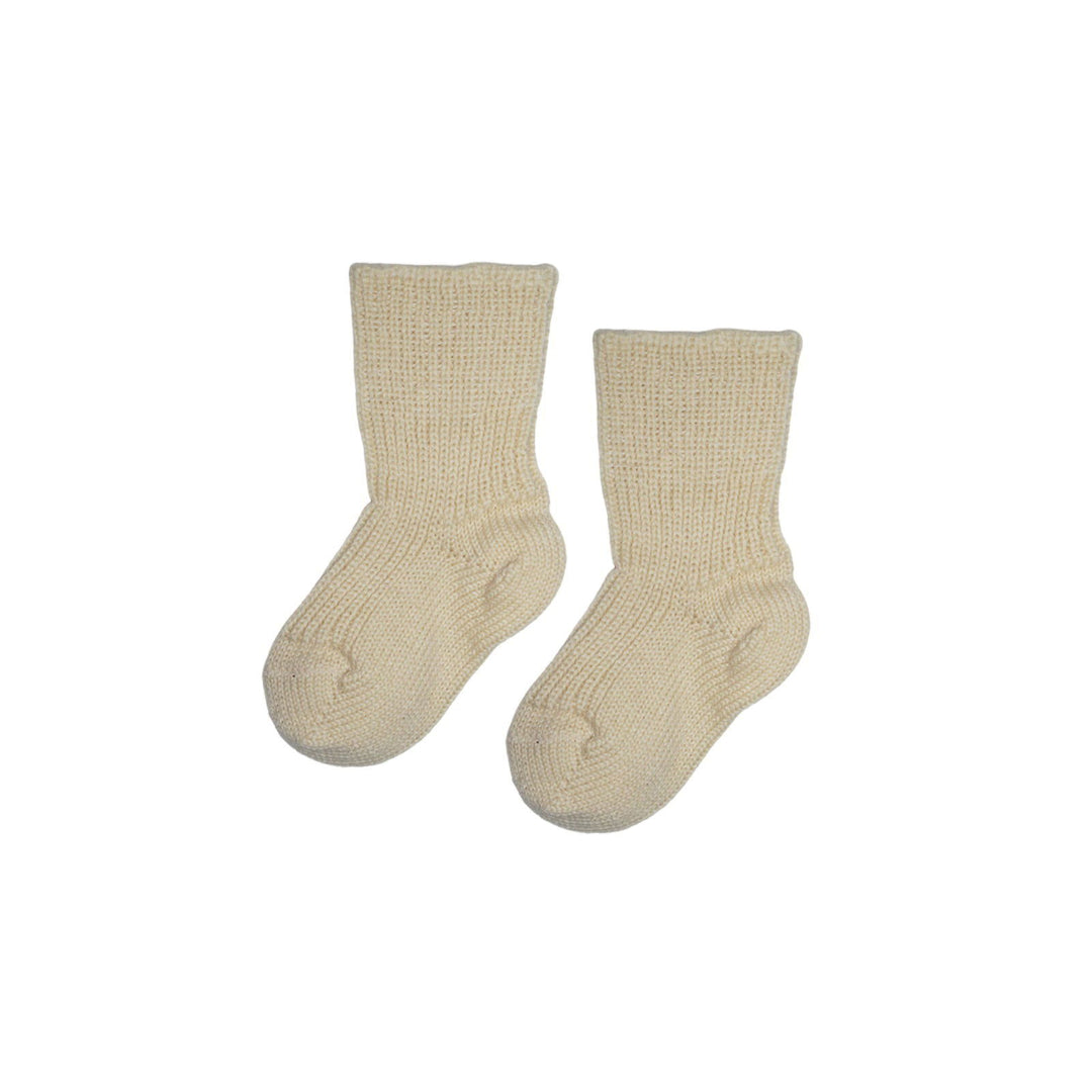 Hirsch Natur Thick Wool Baby Socks Cream - La Gentile Store