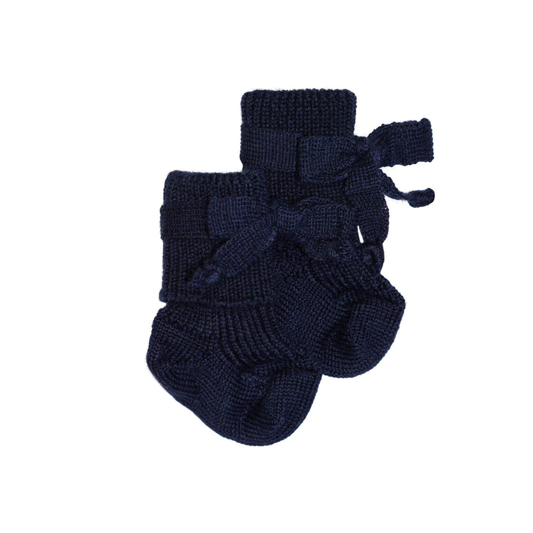 Hirsch Natur Wool Newborn Socks Navy - La Gentile Store