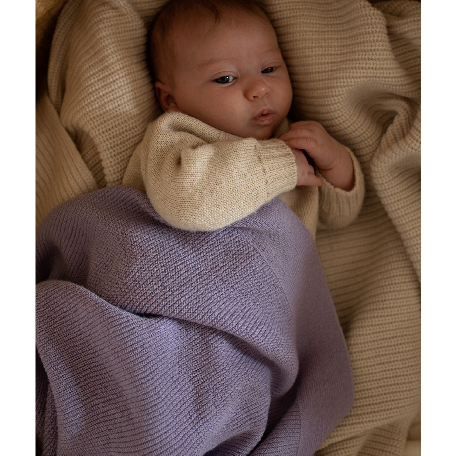 Hvid Blanket Gust Lilac - Hvid Blanket - Wool Baby Blanket Lilac