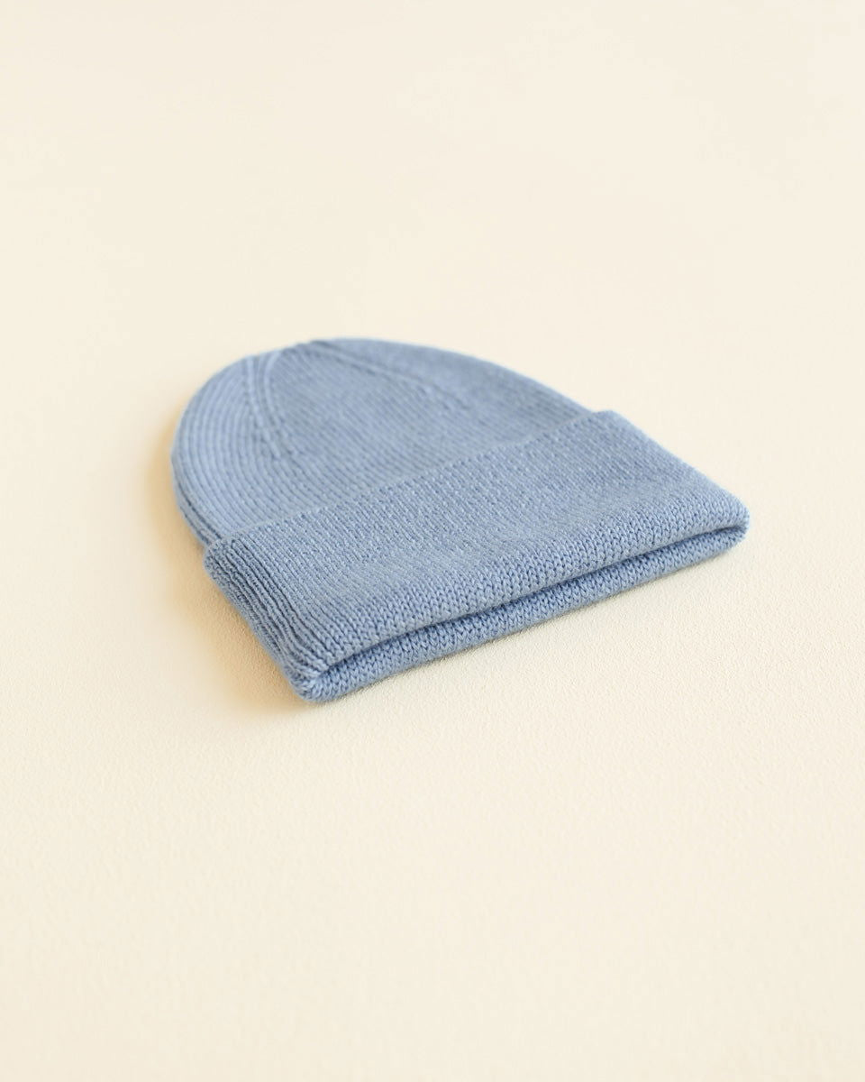 Hvid Fonzie Newborn Beanie Light Blue - La Gentile Store