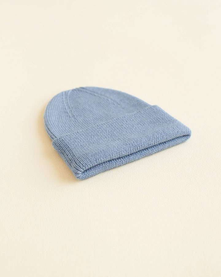 Hvid Fonzie Newborn Beanie Light Blue - La Gentile Store