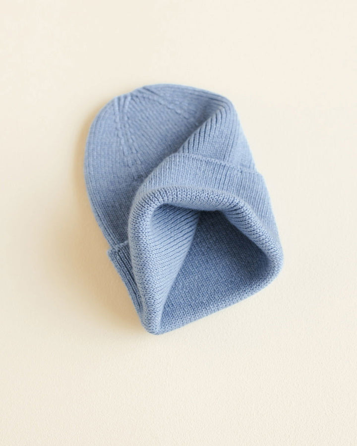 Hvid Fonzie Newborn Beanie Light Blue - La Gentile Store