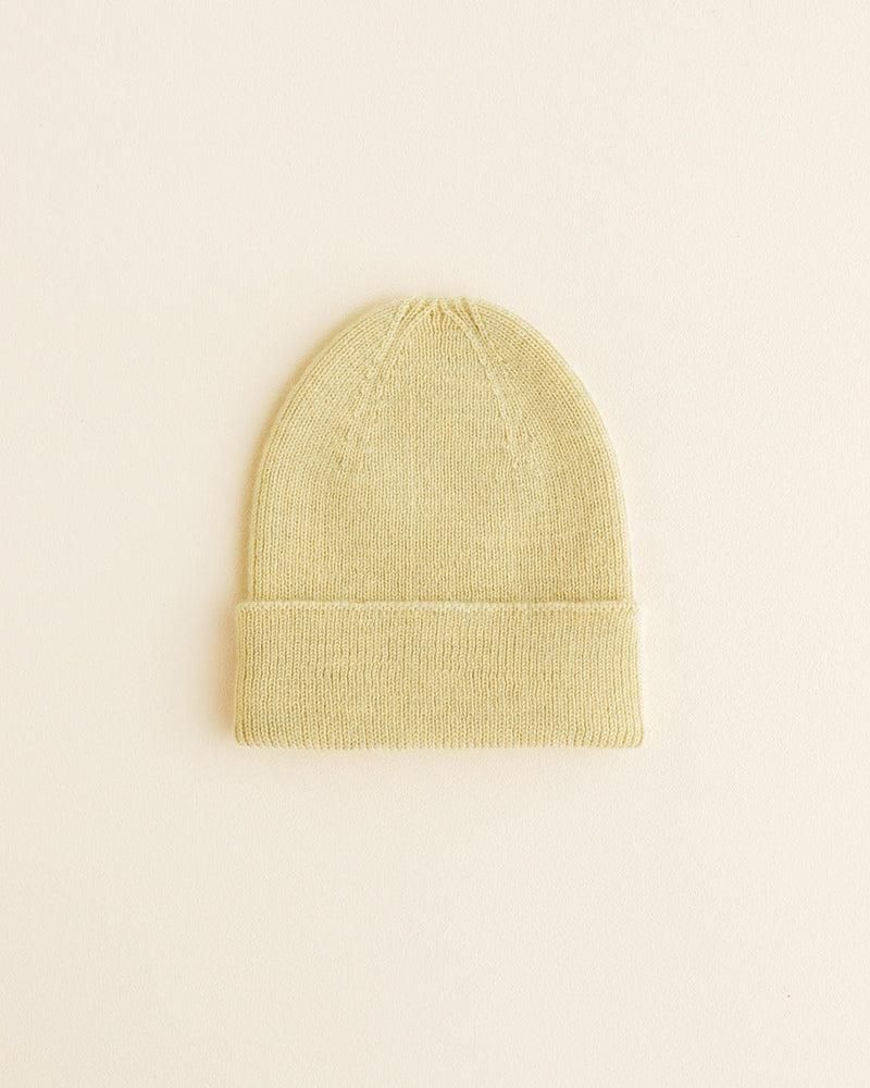 Hvid Fonzie Newborn Beanie Light Yellow - Merino Wool Baby Beanie
