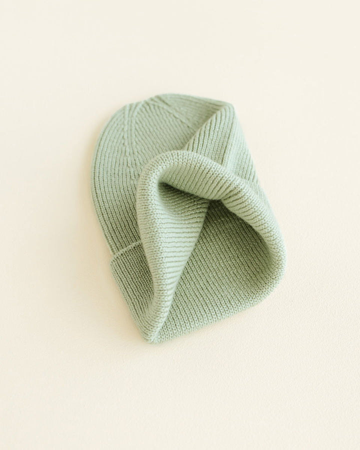 Hvid Fonzie Newborn Beanie Mint - La Gentile Store