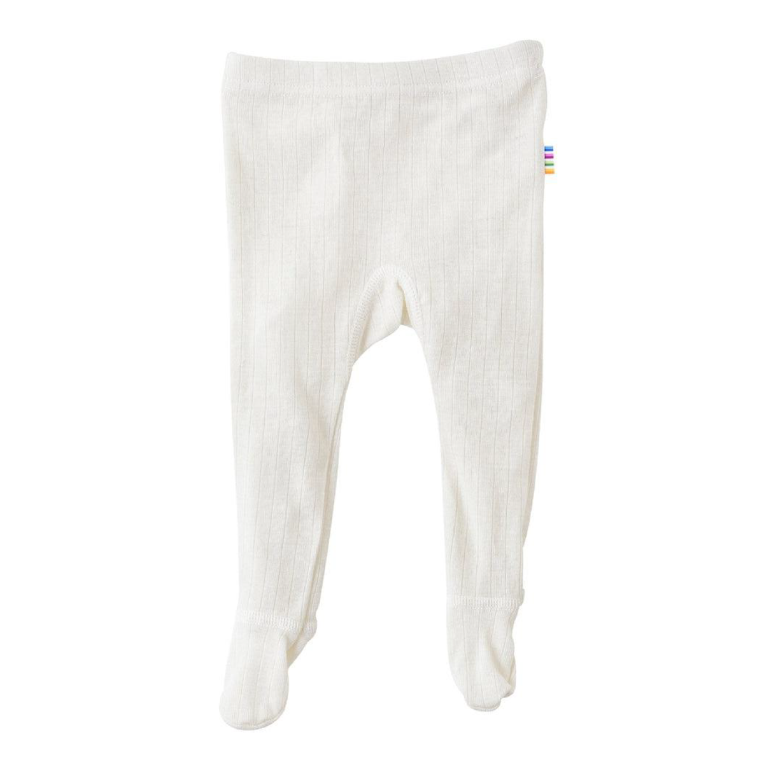 Joha Footed Baby Pants Wool & Silk Pointelle White